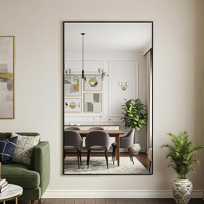 Large Black Bathroom Mirror, 48" x 30", Shatterproof & Anti-Rust Vanity Mirror Wall Mount, Rectangle Mirrors with Metal Frame for Over Sink, Bathroom, Bedroom, Living Room,Entryway