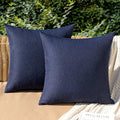 MIULEE Pack of 2 Decorative Outdoor Solid Waterproof Throw Pillow Covers Euro Sham Faux Linen Garden Farmhouse Cushion Cases for Summer Patio Tent Balcony Couch Sofa 26x26 Inch Navy