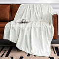 Soft Cozy Fleece Twin Blanket, 60x80 Inches – Lightweight Plush Blanket for Couch, Fuzzy 3D Jacquard Design, for Sofa, Bed & Travel - Ivory White