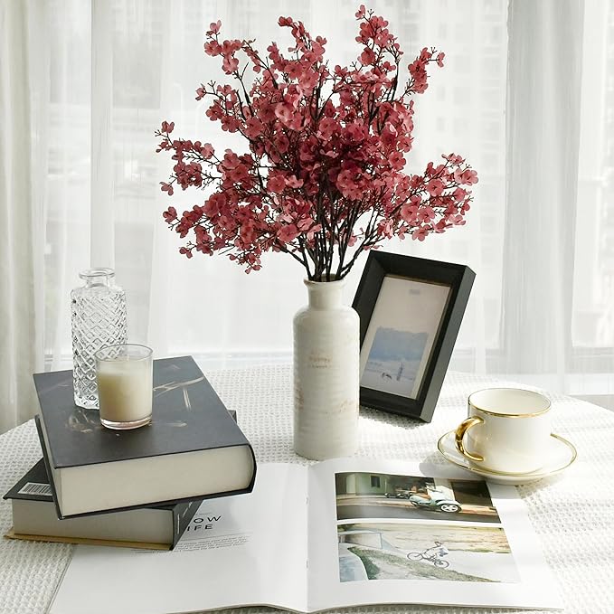 Mandy's Dusty Pink Artificial Baby’s Breath Flowers 6 Bundles Silk Gypsophila, 18.5 Inch European Style Modern Home Decor Centerpiece, Neutral Wedding Flower Arrangements