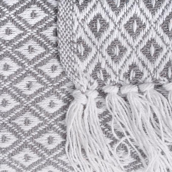 DII Global Mini Diamond Woven Throw, 50x60, Gray