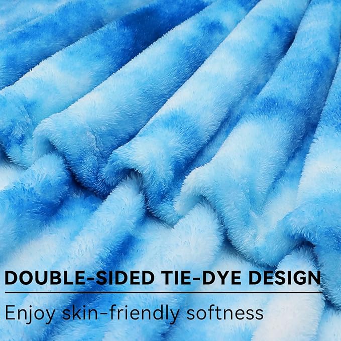 Blue Throw Blanket, Soft Plush Flannel Fleece Blanket for Couch Sofa Bed, Cozy Warm Soft Throw Blanket for Bedroom Living Room, Luxury Decorative Blanket, Birthday Gifts for Women