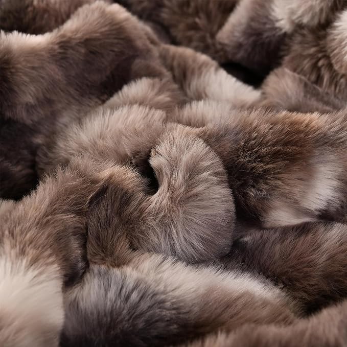H&D Faux Fur Throw Blanket for Couch,Fluffy Cozy Soft Plush Luxury Thick Fuzzy Fleece Blanket for Couch Bed Sofa Bedroom Living Room,Comfy Bubble Blanket