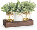 Mkono Mason Jar Lights Table Centerpiece for Dining Room Fake Eucalyptus Plants Christmas Table Decor for Kitchen Coffee Table Living Room Bathroom