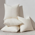 Topfinel 4 Packs Cream White Decorative Throw Pillow Covers 20x20 Inch for Living Room Couch Bed Sofa, Boho Western Farmhouse Home Decor, Soft Plush Corduroy Cute Square Beige Cushion Case 50x50 cm
