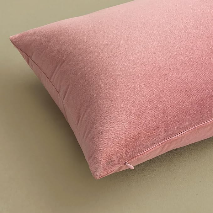 MIULEE 24x24 Inch Euro Sham Velvet Pillow Covers, Set of 2 Large Square Decorative Pillows -Dusty Pink Super Soft for King Bed, Sofa, Couch, Accent Chairs with Hidden Zipper