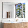 KOCUUY Silver Bathroom Mirror, 55"x36" Large Rectangle Bathroom Mirror for Wall, HD Tempered Glass, Anti-Rust Brushed Silver Frame, Modern Design for Bathroom, Bedroom, Hang Horizontal/Vertical