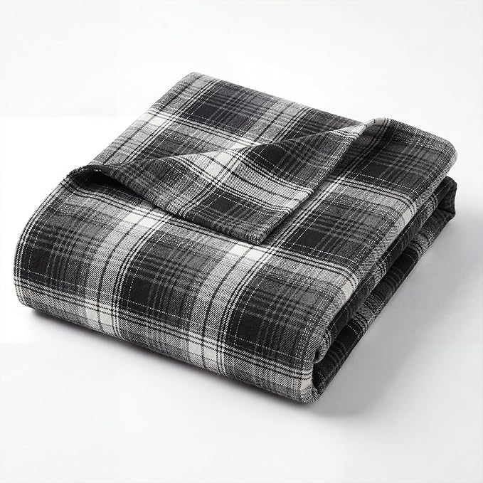 Horaldaily Black Grey Farmhouse Plaid Decorative Blanket Throw, Halloween Rustic Soft Lightweight Blanket for Couch Sofa Bed Lounging Decoration, Ideal Gifts for Kids Adults Self, 50x60