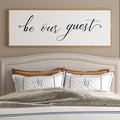 PEONIA 41" x 15" Be Our Guest Wall Decor - Be Our Guest Framed Above Bed for Bedroom Wall Decor Minimalist And Aesthetic Wall Art Canvas Signs (Wood)