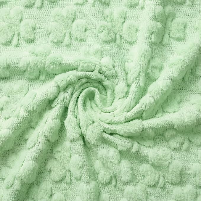 Horaldaily St. Patrick's Day Solid Blanket Throw, Green Shamrock Soft Fuzzy Plush Faux Fur Cozy Blankets for Couch Sofa Bed Lounging, Ideal Gifts for Kids Adults Wife Self, 50x60