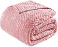 Exclusivo Mezcla Fleece Twin Size Blanket for Bed, 60x80 Inches Soft Cozy Jacquard Flannel Blankets, Lightweight Fuzzy Plush Warm for Women, Pink