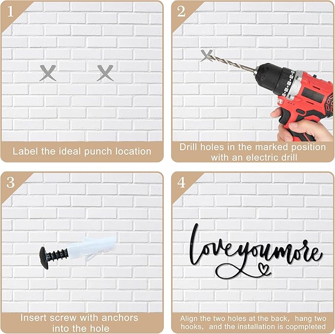 Love You More Sign Metal Wall Decor Love You More Metal Wall Decor Hanging for Living room Bedroom House Decoration for Housewarming Wedding Anniversary Valentine Gift