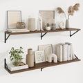 Axeman 48 Inch Floating Shelves | 10 Inch Deep Walnut Wall Shelves Set of 2 | 48" W x 10" D Walnut Floating Shelves for Living Room Bathroom Kitchen