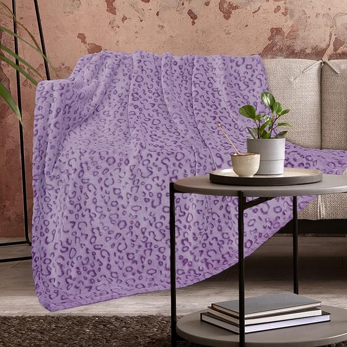 Purple Leopard Print Blanket for Women, Soft Warm Cheetah Queen Size Blanket, Cozy Fleece Throw for Bed Sofa Couch, Home Decor Living Room Bedroom Decor, Mothers Day Birthday Gifts for Mom Grandma