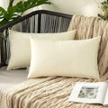 MIULEE Pack of 2 Decorative Outdoor Waterproof Pillow Covers Rectangular Garden Cushion Sham Throw Pillowcase Summer Shell for Patio Tent Couch 12x20 Inch Beige