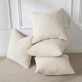 Volcanics Set of 4 Beige Cream Corduroy Decorative Couch Throw Pillow Covers 18x18 Inch, Modern Double-Sided Striped Cushion Cases, Soft Boho Square Accent Pillow Covers, Mix and Match for Home Decor