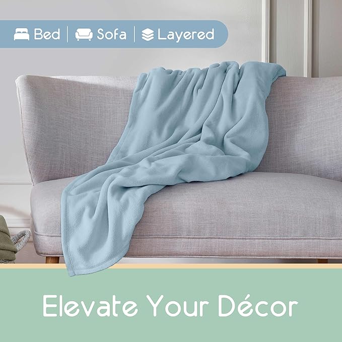 King Size Microfleece Blanket | Fleece Bed Blanket | All-Season Comfort| Supersoft Lightweight Throw Blanket | Plush Throw Blanket for Bed Couch or Sofa | Travel Blanket | Pet-Friendly | Blue