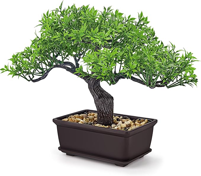 Der Rose Artificial Bonsai Tree 8 Inch Zen Fake Plant Modern Shelf Office Desk Decor Japanese Style Indoor