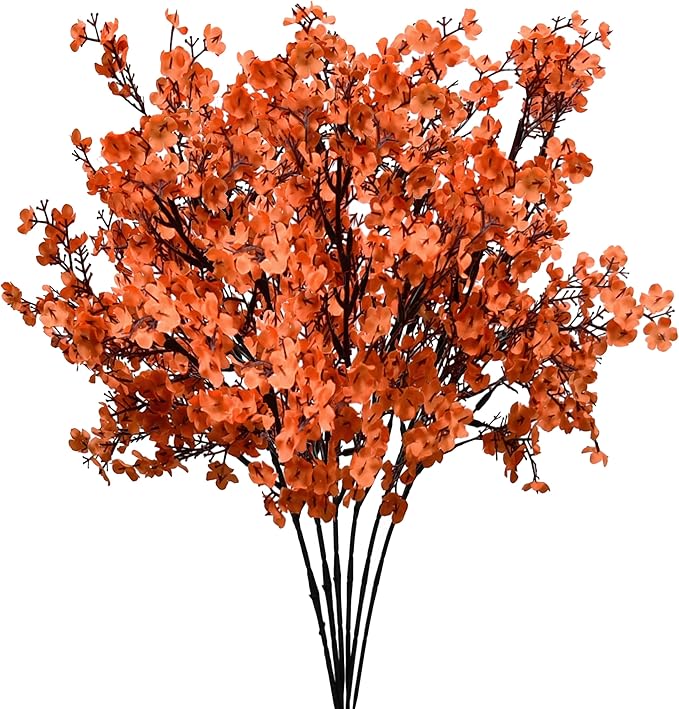 Mandy's Coral Artificial Baby’s Breath Flowers 6 Bundles Silk Gypsophila, 18.5 Inch European Style Modern Home Decor Centerpiece, Neutral Wedding Flower Arrangements