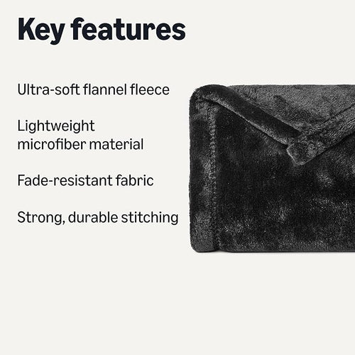 Amazon Basics Soft Fleece Throw Blanket, Lightweight Cozy Blanket for Couch & Sofa, 50 x 60 Inches, Black