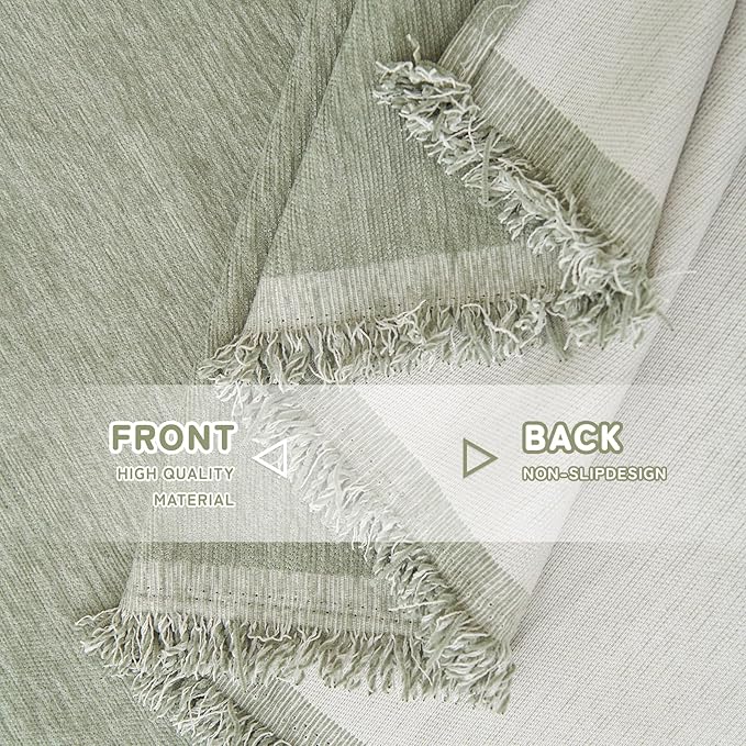 HANDONTIME Sage Green Sofa Cover, Soft Chenille Couch Slipcover with Tassels, Washable Sofa Protector for Pets & Kids, Pet Couch Cover Fit 3 Cushion Couch, Loveseat Cover Breathable Durable, 91"x150"