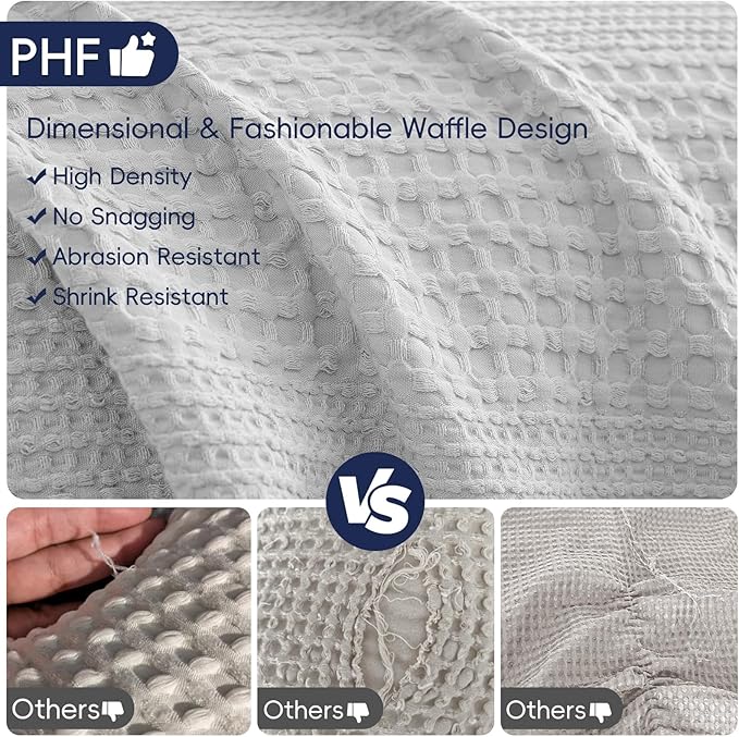 PHF Lightweight Waffle Weave Blanket Queen Size, Breathable & Ultra Soft, 90"x 90" Soft & Cozy Thin Blanket for All Season & Hot Sleepers, Bed, Home Decor - Light Grey
