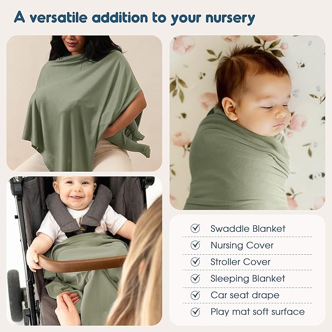 GRSSDER 2 Pack Newborn Swaddle Blanket, Ultra Soft Stretchy Jersey Knit Extra Large Size 33 x 44 Receiving Blankets for Easy Swaddling Baby Snug and Cozy