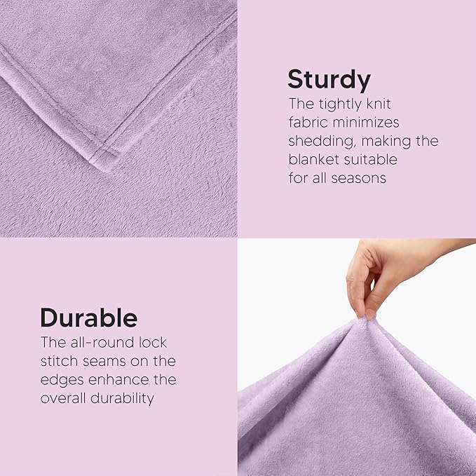 Utopia Bedding Fleece Blanket Throw Size Lilac 300GSM Luxury Anti-Static Fuzzy Soft Microfiber Blanket for Couch, Sofa and Bed (50x60 Inch)