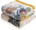 Boho Throw Blanket, 100% Organic Cotton Breathable Skin-Friendly Ultra Soft Bed Quilt Throw - All Season Floral Bird Farmhouse Décor Luxury Blanket for Sofa Couch Chair and Gift. 91" x 98"