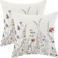 AEIOAE Spring Pillow Covers 24x24 Inch Set of 2, Black Wild Flower Throw Pillows Case,Colorful Seasonal Floral Plant Outdoor Decorative Farmhouse Decor Cushion Covers for Home Sofa Bed Couch