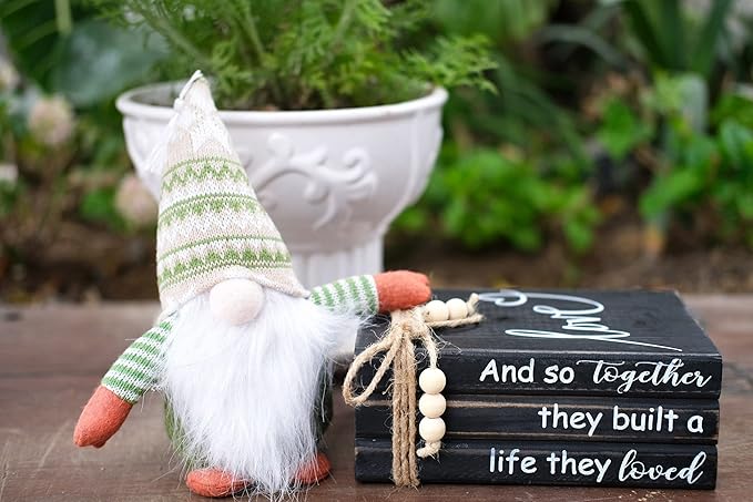 LIVDUCOT Book Stack Decor Black | Farmhouse Stacked Books | Coffee Table Books Decor | Wooden Bookstack Mantle Decoration | And So Together They Built A Life They Loved 7.5x5x3'