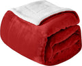 Mocassi Premium Ultra-Soft Velvet Touch Flannel Fleece Sherpa Throw - Warm Cozy Reversible Plush Micromink Throw Blanket for Couch, Bed and Sofa - Fluffy, Christmas Winter Bedding Gift, Red