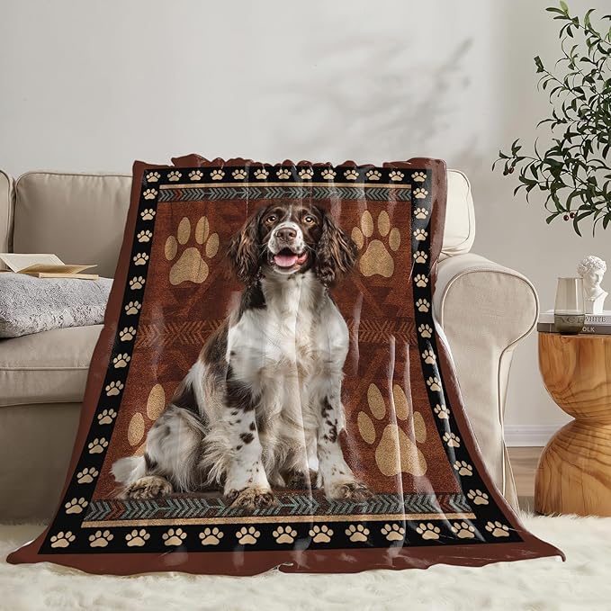 Springer Spaniel Blanket for Girls Women Boys Men Adults Kids Soft Cozy Fleece Cute Dog Throw Blankets Gifts Warm Flannel Plush Lightweight Decor for Couch Bed Sofa 80"X60"