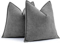 MIULEE Pack of 2 Dark Grey Decorative Pillow Covers 24x24 Inch Soft Chenille Luxurious Couch Throw Pillows Farmhouse Cushion Covers Euro Shams with Elegant Design for Sofa Bed Living Room Home Decor