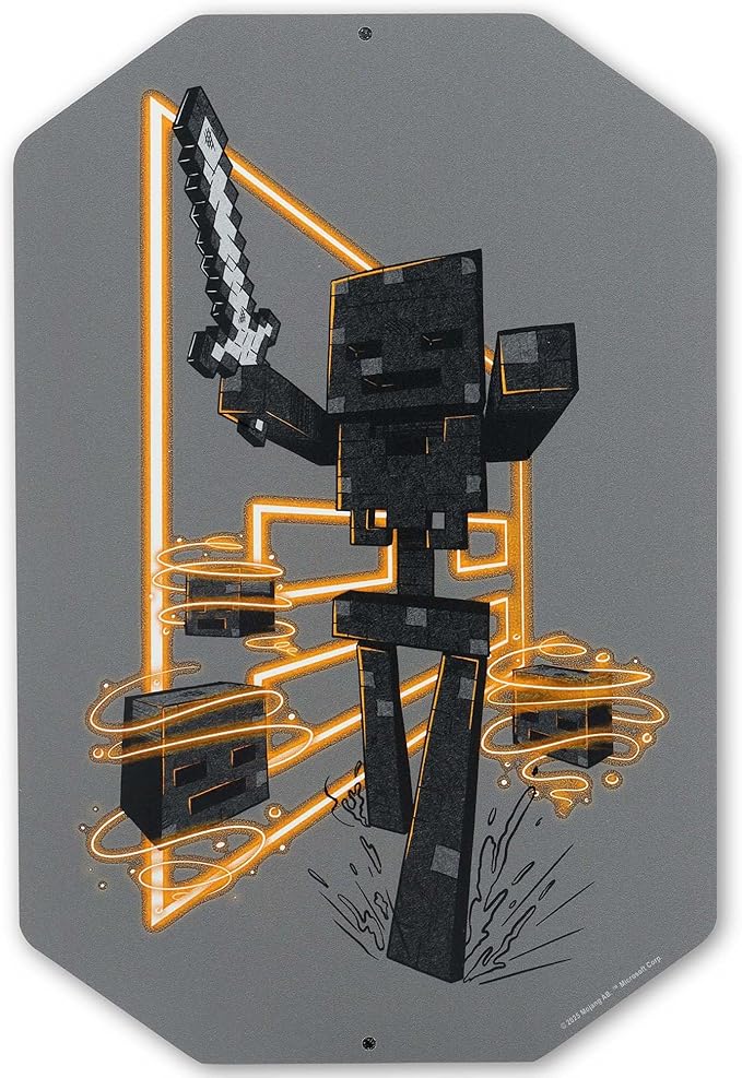 Open Road Brands Minecraft Enderman With Sword Metal Wall Decor - Fun Enderman Sign for Bedroom or Game Room