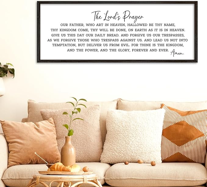 The Lords Our Father Prayer Wall Decor Bible Verse Sign 40"×15" Christian Scripture Large Wood Framed Do It Anyway Wall Hanging Art (Black)