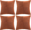Fancy Homi 4 Packs Rust Decorative Throw Pillow Covers 20x20 Inch for Living Room Couch, Rustic Farmhouse Boho Home Decor, Soft Cross Corduroy Patchwork Accent Terracotta Square Cushion Case 50x50 cm