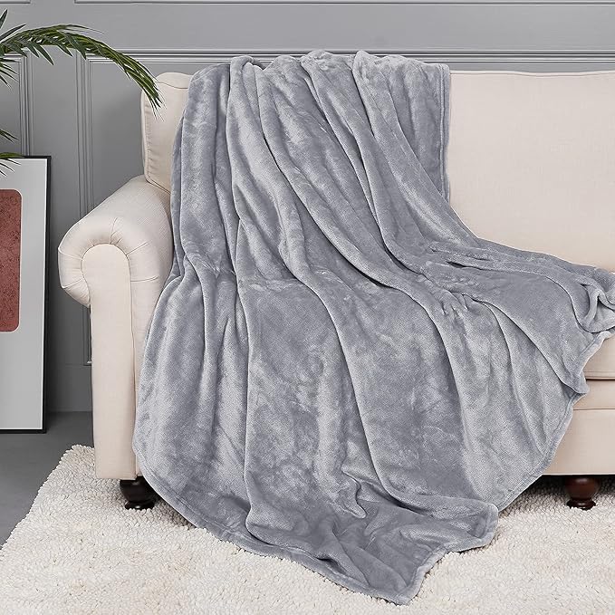 StangH Flannel Fleece Blanket King Size, Plush Super Soft Cozy Microfiber Blankets for Bed Couch, Large Fuzzy Throw Blanket for Babies/Elders, (King Size 108 x 90, Grey)