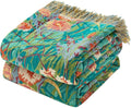 King Size Blanket for Bed Soft Cotton Spring Lightweight Quilt Floral Embroidery King Bed Blanket,90"x108" All Season Reversible Blankets for Bedroom Living Room Decor
