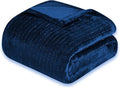 Super Soft Flannel Throw Blanket 50x60 Inches, Premium Gold Glitter Stripes Silky Fleece Lightweight Bed Blanket All Season Use, Navy Blue, 50"x60"