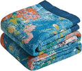 Boho Throw Blanket for Bed Cotton Spring Blankets for Bedroom Living Room Twin All Season Lightweight Floral Birds Embroidery Quilt for Couch Sofa Chair 60"x80"