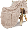 Whale Flotilla Lightweight Fleece Throw Blanket for Couch, Fuzzy Soft Blankets with Decorative Jacquard Pattern for All Season, Warm and Fluffy, 50x60 Inch, Camel