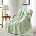Snuggle Sac Sage Green Checkered Throw Blanket, Super Soft Reversible Cozy Warm Faux Fur Blankets for Couch Bedroom,Cute Lightweight Striped Throws for Women,Heather Sage Green,50x60 inches