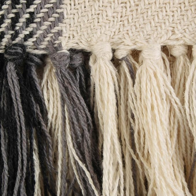 DII Farmhouse Woven Throw, 50x60 with 3" Fringe, Black, 1 Piece