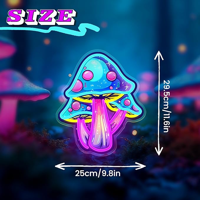 Mushroom Neon Sign Dimmable Mushroom Neon Light for Wall Decor, Mushroom Led Sign for Bedroom, Game Room, Man Cave, Kids Room Decor