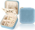 Plush Velvet Travel Jewelry Case Small Jewelry Box Jewelry Organizer Storage Case Portable Jewelry Travel Case for Girls Womens Earring, Necklace, Rings,Bracelets with Mirror
