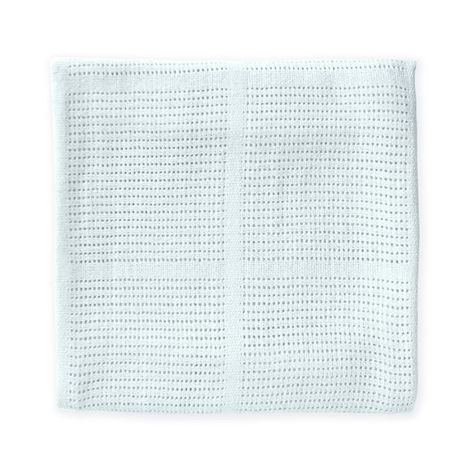 Amazing Baby Cellular Blanket, Premium Cotton Knit, Ultra Soft, Breathable, Cozy Gift for Baby Boys and Girls, Favorite Toddler Blanket, 44 x 44 inches (112 x 112 cm), Soft Blue