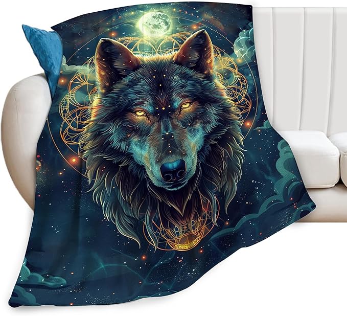 Wolf Fantasy Throw Blanket - Gifts and Decor for Girls, Boys, Women, Men, Kids, Adults - Soft Warm Cozy Fleece for Couch, Sofa, Bed 80"x60"