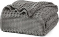 PHF 100% Cotton Waffle Weave Blanket Twin Size for Bed, Soft Lightweight & Breathable for Spring and Summer, All-Season Comfort, Luxury Aesthetic Blanket for Home Decor, 66"x90", Dark Grey