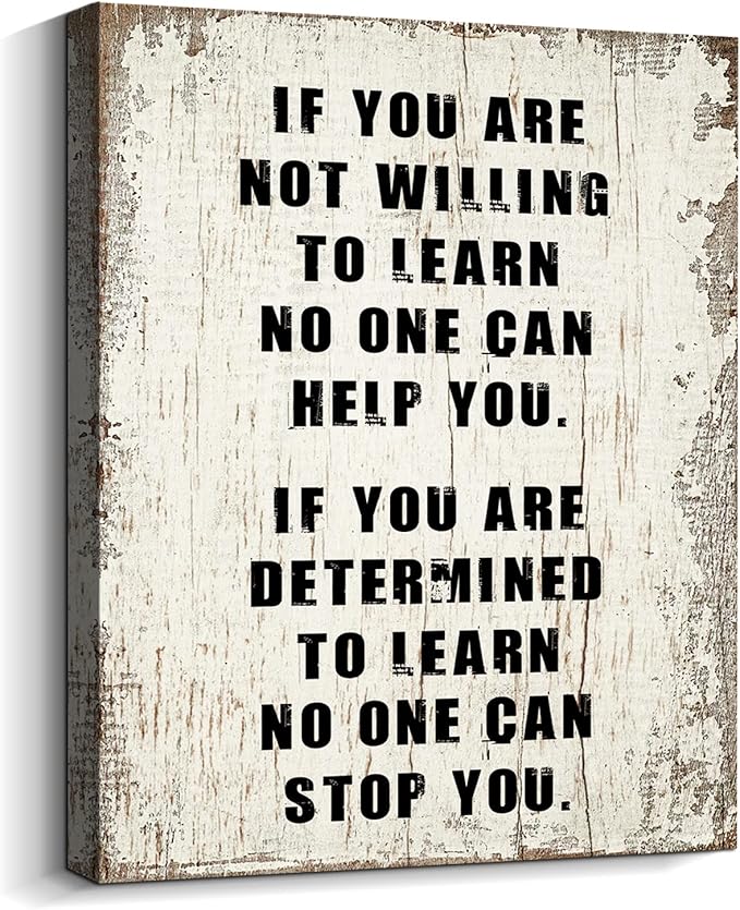 Determined to Learn Motivational Wall Art Zig Ziglar Inspirational Sayings Poster Positive Quotes Wall Decor for School Classroom Library Dorm Home Office Decoration Encouragement Gifts Framed 12x16